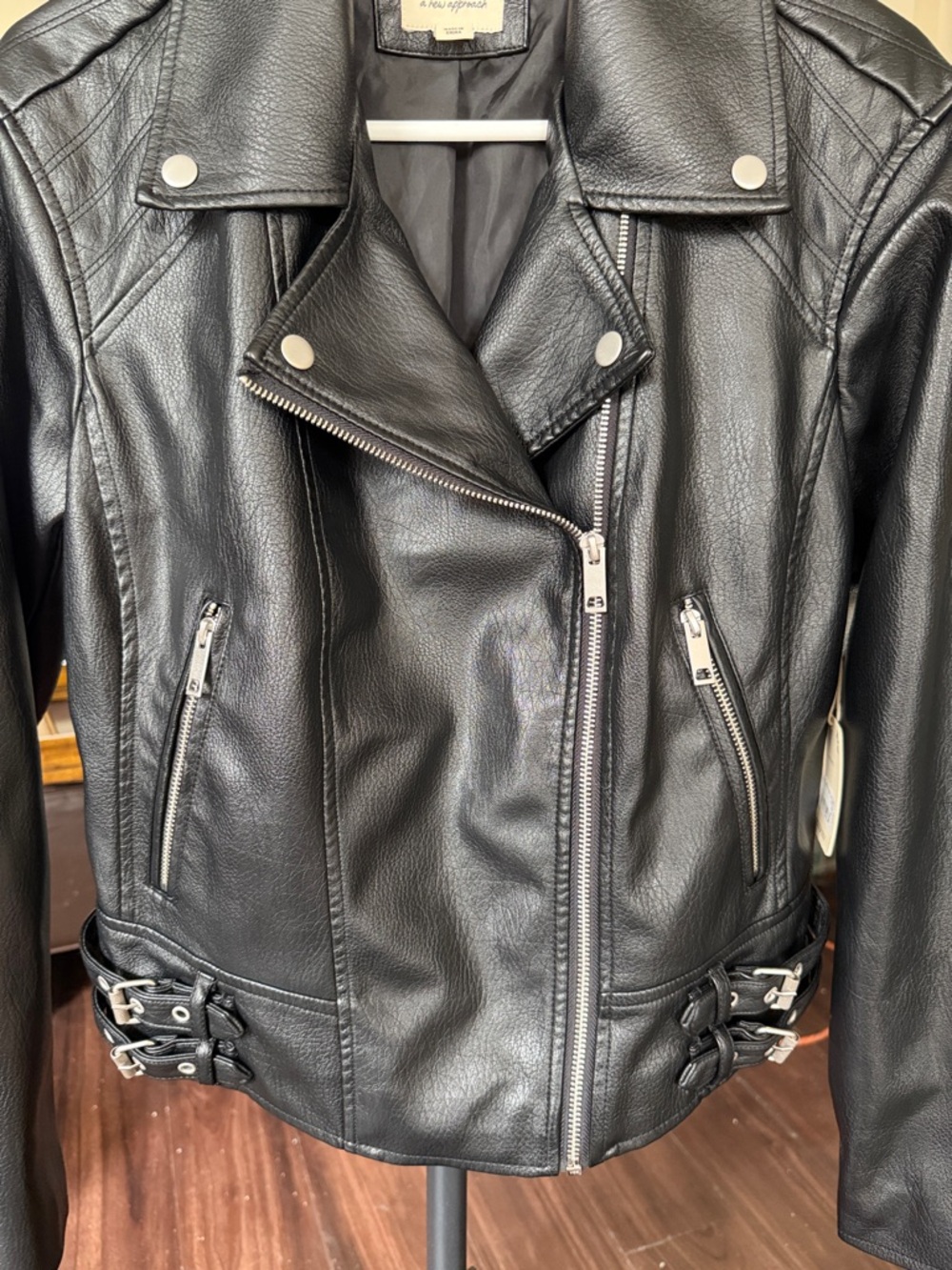a.n.a Black Vegan Leather Moto Jacket with Silver Hardware - Picture 6 of 6